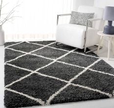 Plush Grey Shaggy Hall Runner